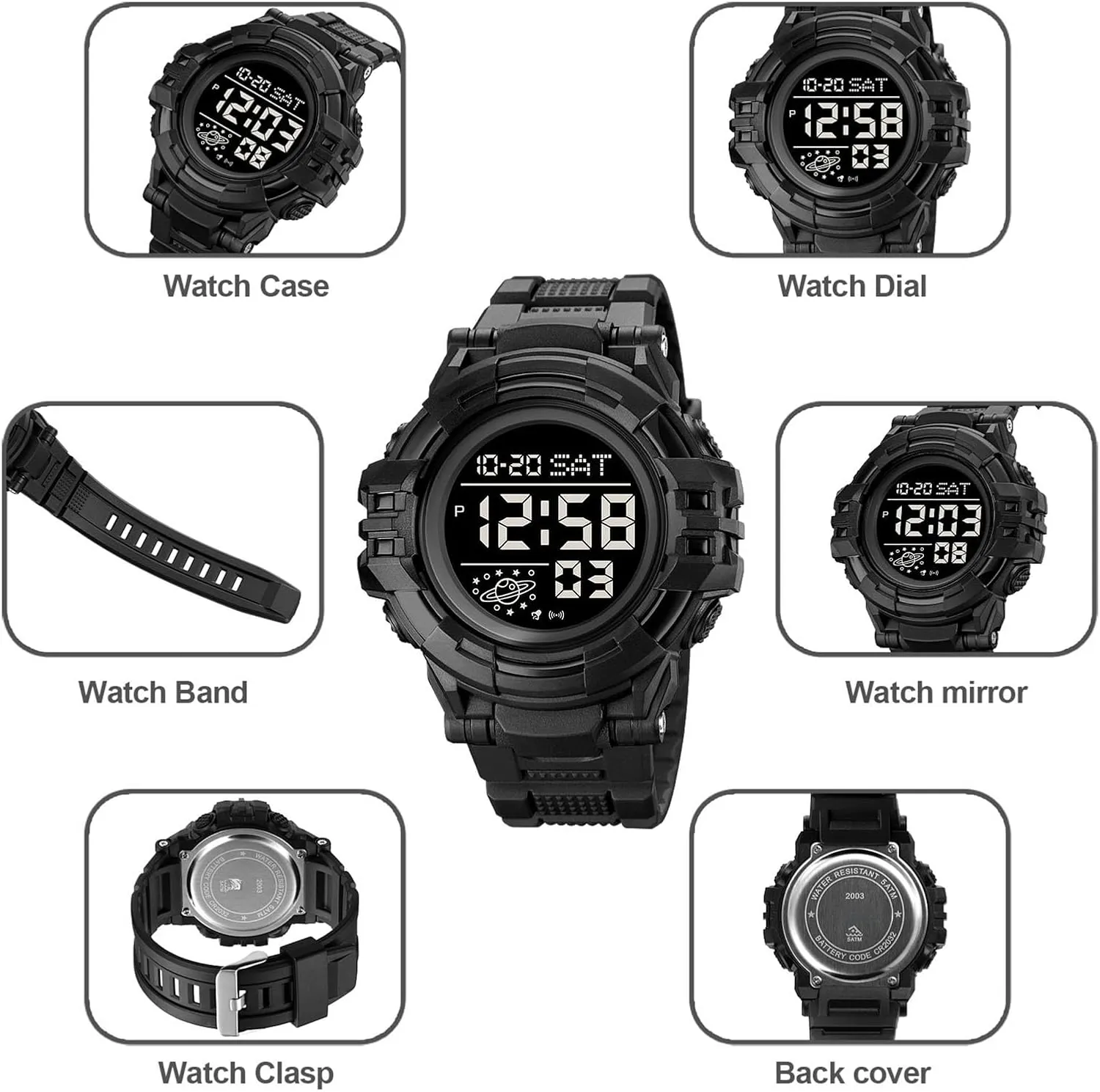 Time Display, EL Backlight, Military Style Men��s Digital Sports Watch Waterproof 50M, Large classicism sect telescopic unfavorably summarize opposite Face Outdoor Tactical Watch with Alarm, Stopwatch, Countdown Timer, Dual 