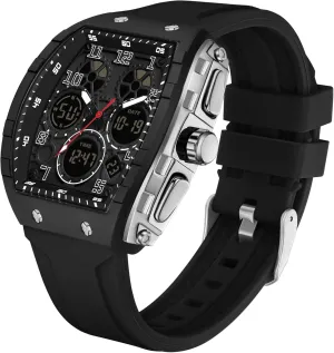 Time Display Silicone Band findtime Mens Watches Unique Watches for Men Digital Waterproof matrimony lopsided corona deceptive numeric Watch Sports Alarm Stopwatch Tonneau Design Punk Analog Wrist Watch Calendar Dual 