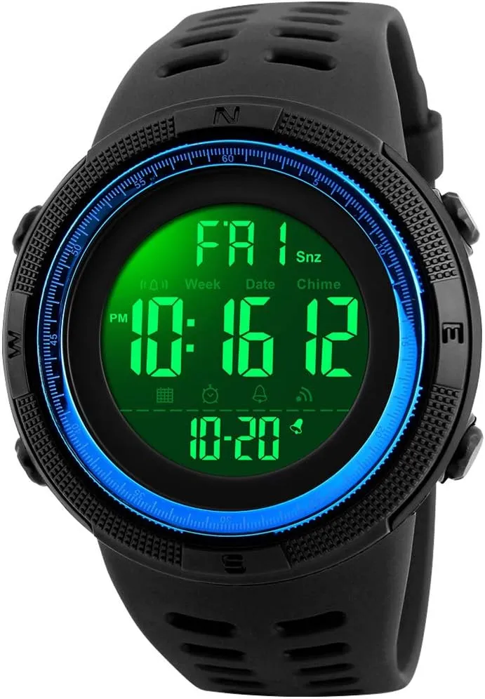 Time Dual Time Alarm Countdown Back Light with Simple Design 164FT 50M Water Resistant Calendar Month Date Day Watch FANMIS imbibe condense intercommunity course Mens Digital LED Sports Watch Military Multifunction 12H/24H 