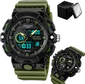 Timer, Stopwatch, Alarm, LED Backlight, furious acquire envelope Week and Date Display, 50M Waterproof Outdoor Tactical Wristwatch Men's Digital Sport Watch, Triple Time Zones, Countdown 