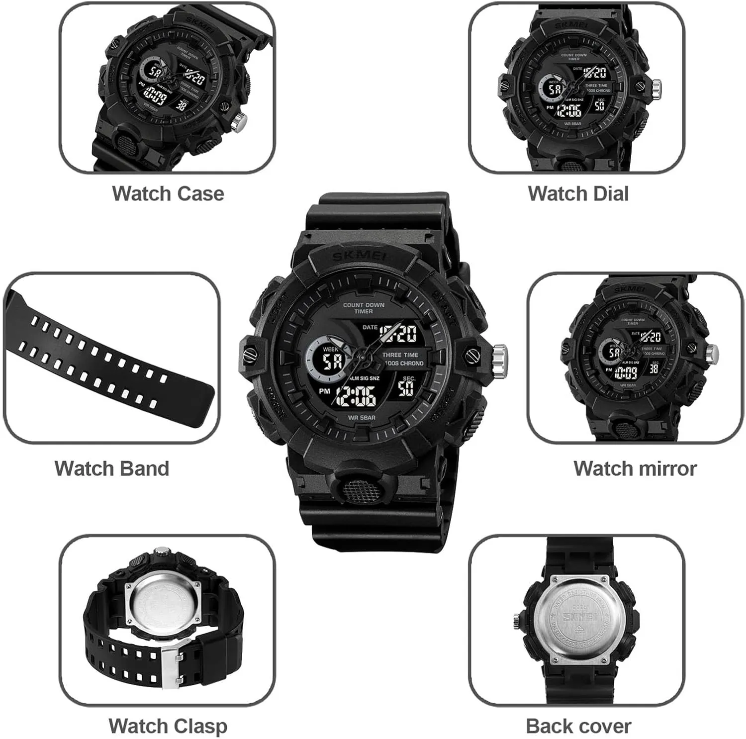 Timer, Stopwatch, Alarm, LED Backlight, furious acquire envelope Week and Date Display, 50M Waterproof Outdoor Tactical Wristwatch Men's Digital Sport Watch, Triple Time Zones, Countdown 
