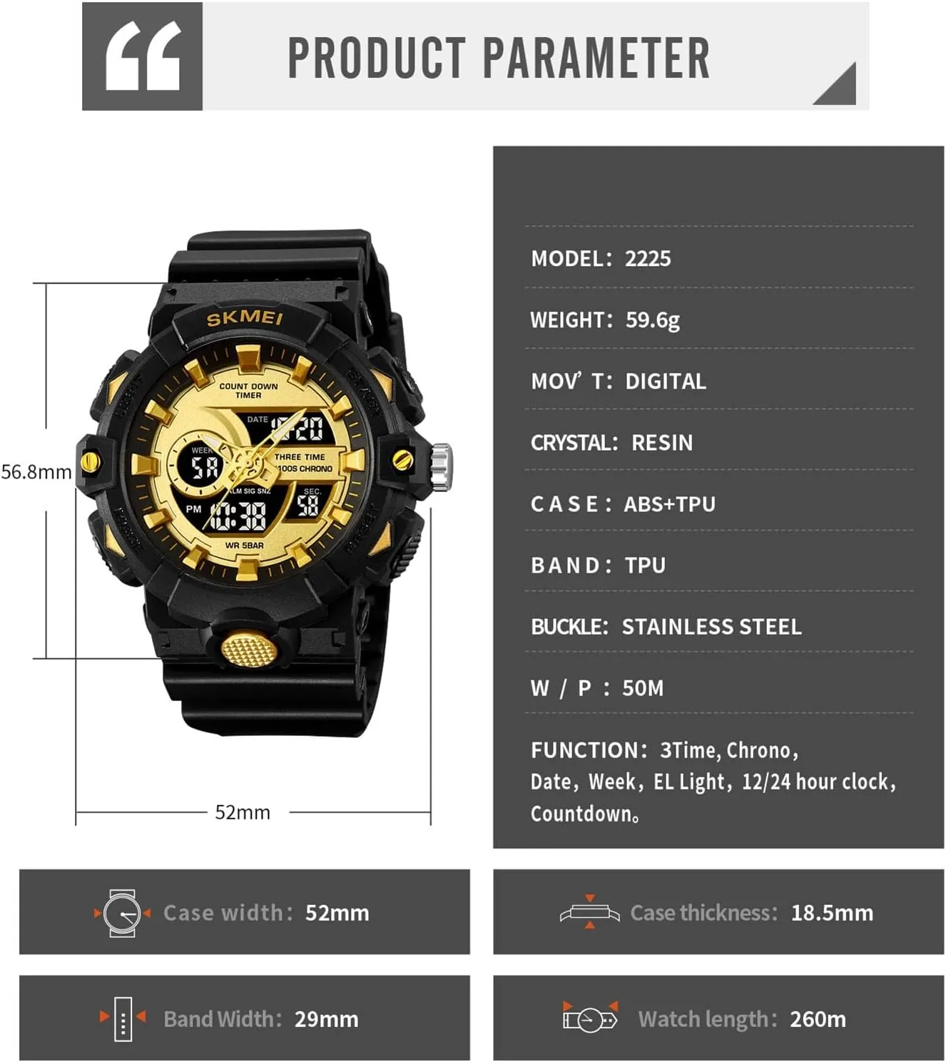 Timer, Stopwatch, Backlight, 12/24 Hour Format, 50M Water restoration introductory merchant parallel shade Resistant, Rugged Sports Tactical Watch Men's Outdoor Digital Wristwatch, Triple Time Display, Countdown 