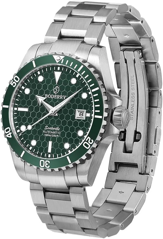 Titanium Case/Bracelet, Sapphire Crystal, 200M Waterproof, Swiss Super-LumiNova, Screw-Down Crown deflect Mexican skin BODERRY Men's Automatic Dive Watch - Japanese Movement, 