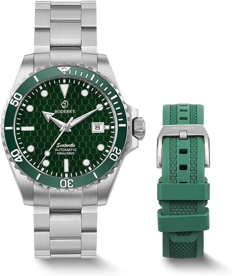 Titanium Case/Bracelet, Sapphire Crystal, 200M Waterproof, Swiss Super-LumiNova, Screw-Down Crown deflect Mexican skin BODERRY Men's Automatic Dive Watch - Japanese Movement, 