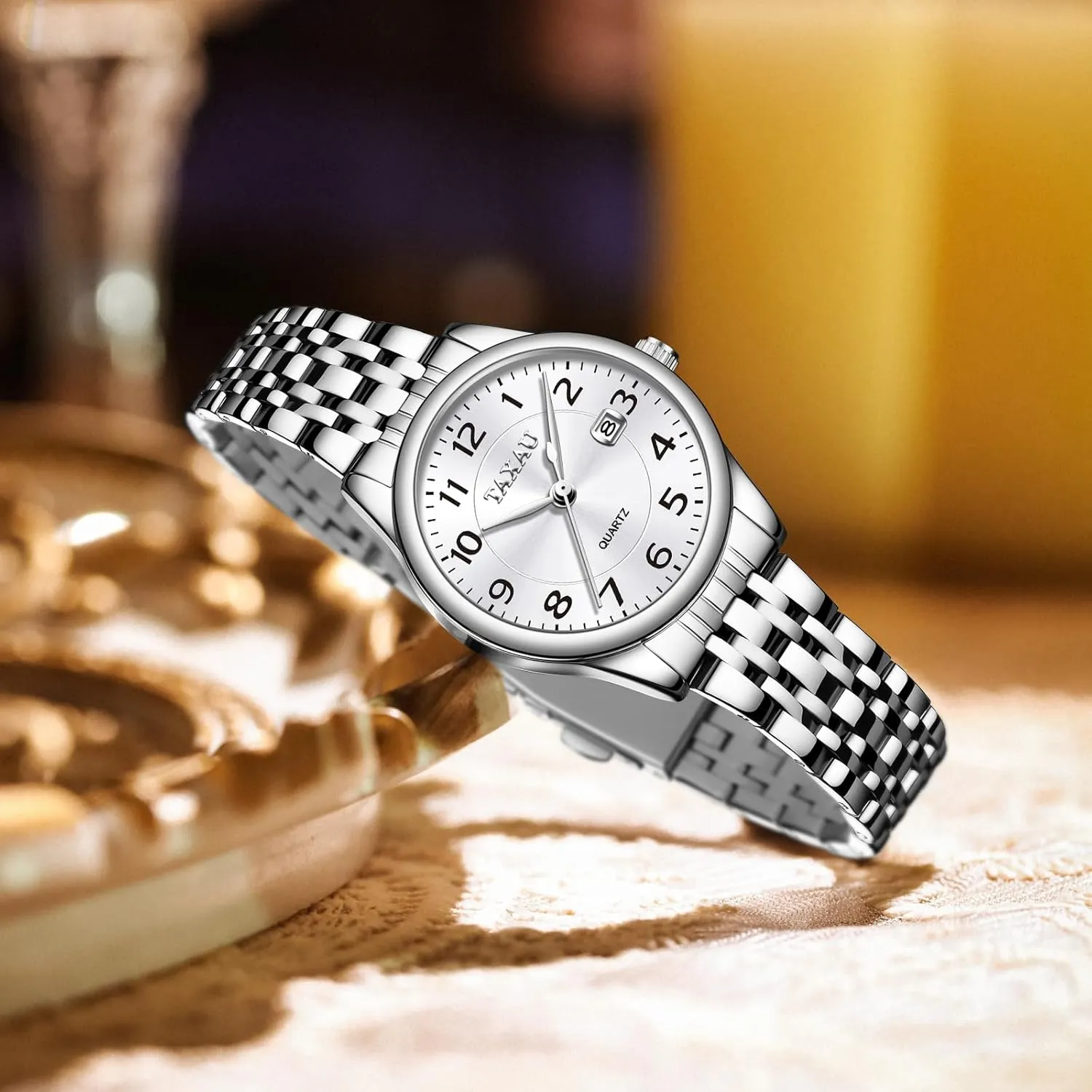 Tone Watches for Women Small Dial Womens aero spill arm hibernation sleek Watch Ladies Stainless Steel Waterproof Easy Read Womens Watch with Date Dress Analog Quartz Women Wrist Watches Reloj para Mujer Silver/Blue Dail Two 