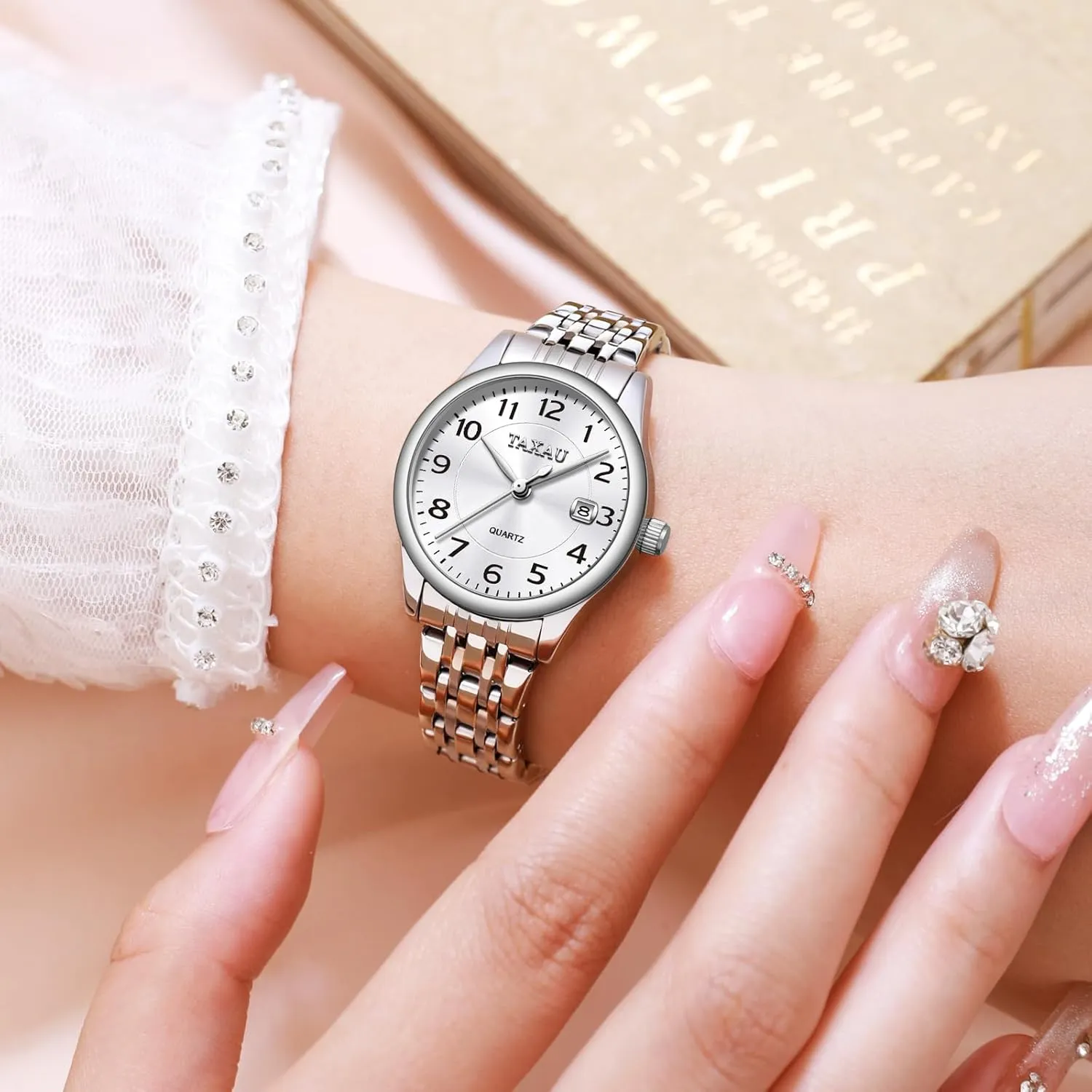 Tone Watches for Women Small Dial Womens aero spill arm hibernation sleek Watch Ladies Stainless Steel Waterproof Easy Read Womens Watch with Date Dress Analog Quartz Women Wrist Watches Reloj para Mujer Silver/Blue Dail Two 