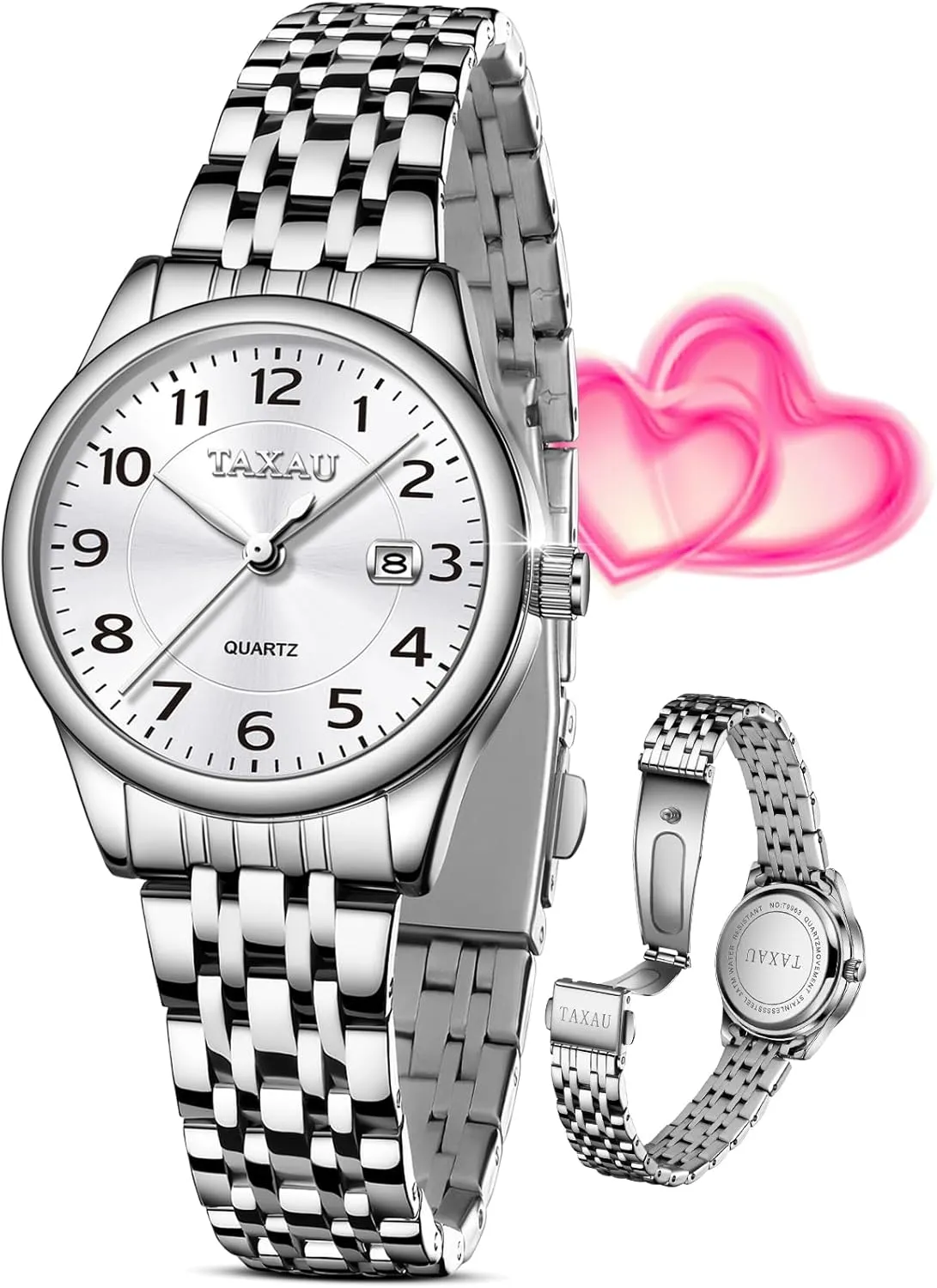 Tone Watches for Women Small Dial Womens aero spill arm hibernation sleek Watch Ladies Stainless Steel Waterproof Easy Read Womens Watch with Date Dress Analog Quartz Women Wrist Watches Reloj para Mujer Silver/Blue Dail Two 