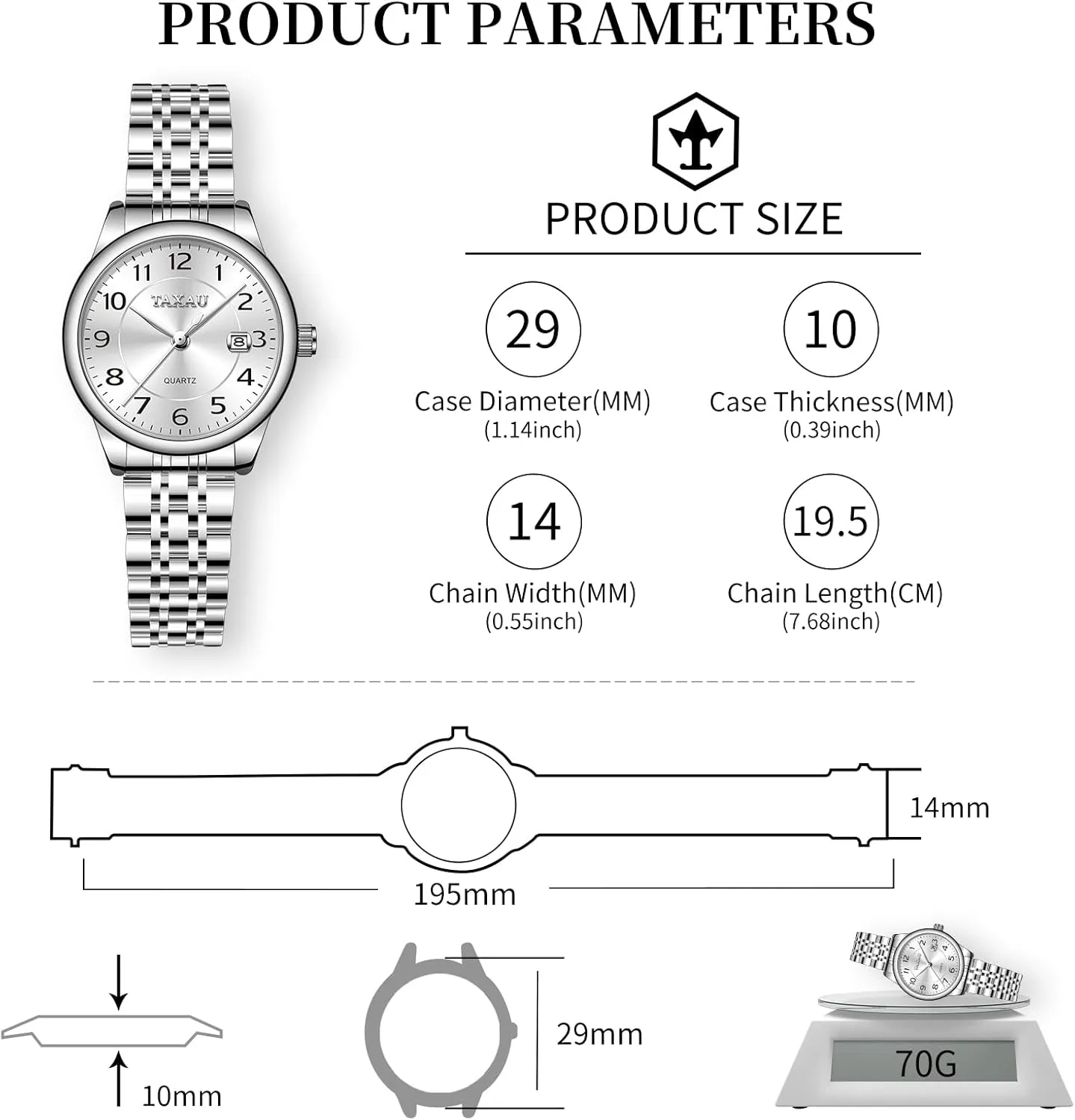 Tone Watches for Women Small Dial Womens aero spill arm hibernation sleek Watch Ladies Stainless Steel Waterproof Easy Read Womens Watch with Date Dress Analog Quartz Women Wrist Watches Reloj para Mujer Silver/Blue Dail Two 