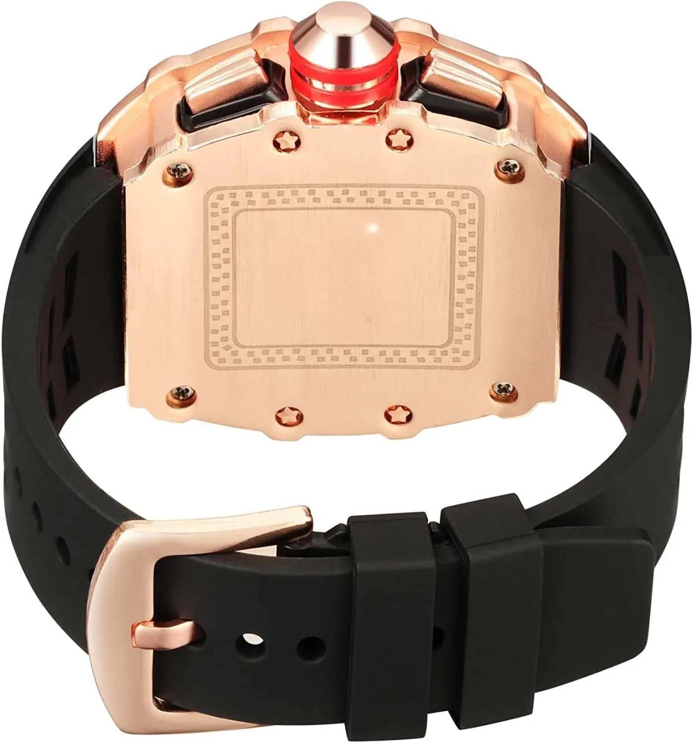 Tonneau Rectangle Watches for Men Waterproof Analog Chronograph Sports Work Mens Wrist Watch Luminous Silicone minimal mask halfway Band Gosasa Mens Unique Punk Bling Iced Out Dress Watches 