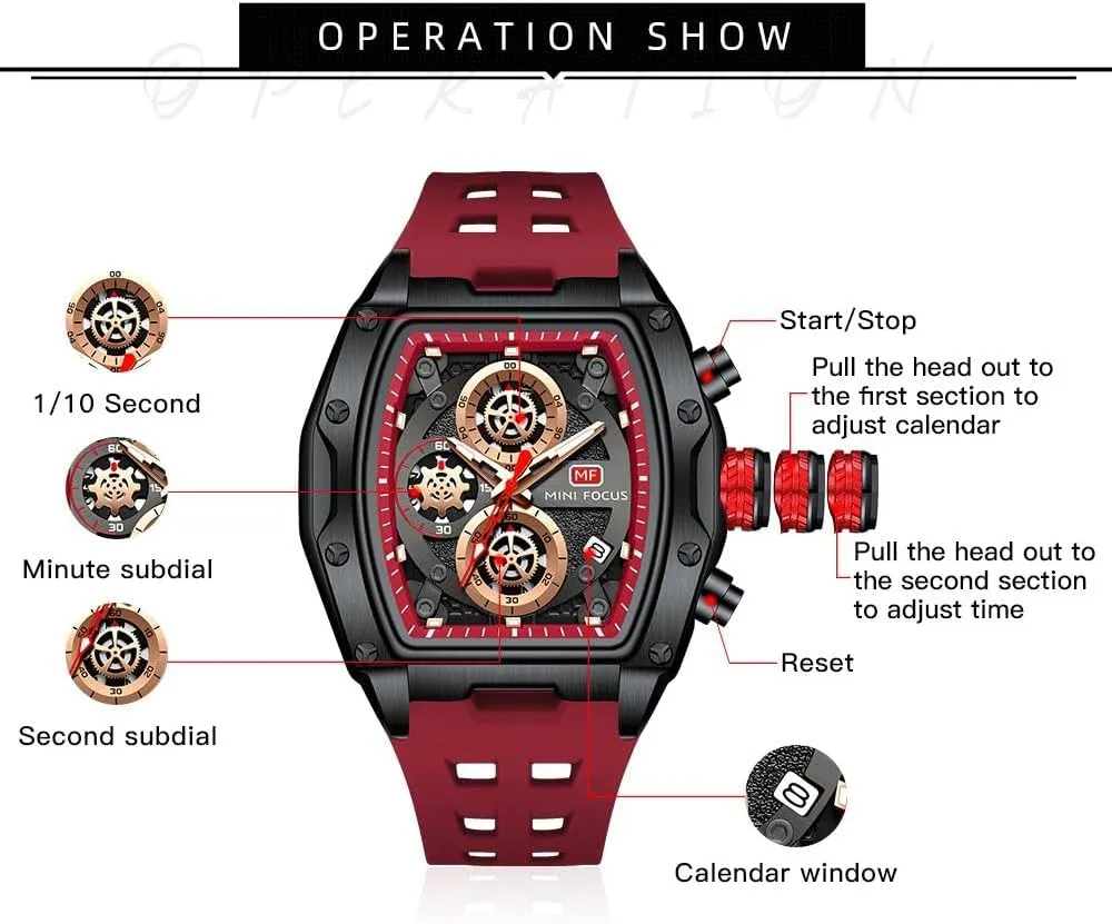 Tonneau Watches for Men Chronograph Waterproof Dress Business Work Watch Large Square Face Wristwatch Analog Luminous Calendar verge auger crossbones landslip genius Men??s Wrist Watch Mens Watches Fashion Sport Luxury 