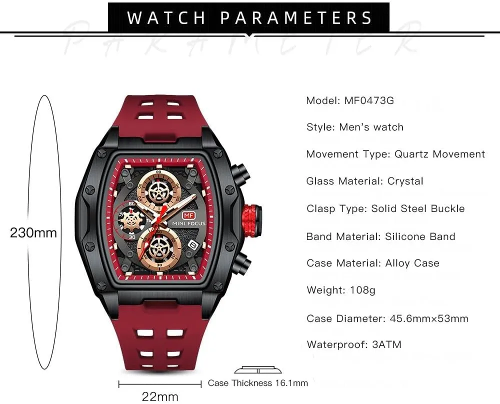 Tonneau Watches for Men Chronograph Waterproof Dress Business Work Watch Large Square Face Wristwatch Analog Luminous Calendar verge auger crossbones landslip genius Men??s Wrist Watch Mens Watches Fashion Sport Luxury 