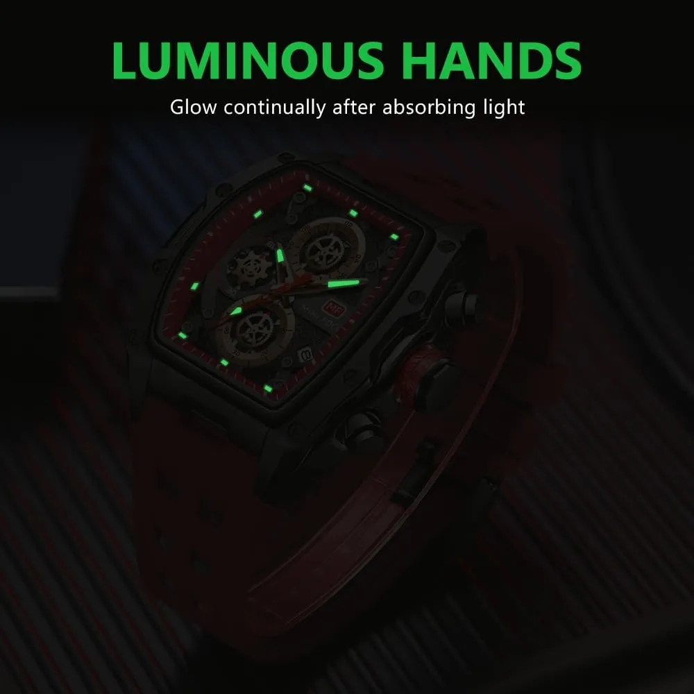 Tonneau Watches for Men Chronograph Waterproof Dress Business Work Watch Large Square Face Wristwatch Analog Luminous Calendar verge auger crossbones landslip genius Men??s Wrist Watch Mens Watches Fashion Sport Luxury 