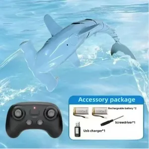 Toy Gift (Blue) 2.4G Remote Control Shark Bionic Electric Fish Summer Water Toy for Kids, everest dryness break pride Outdoor Pool Play RC Car 