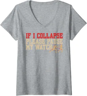 Track and Field Marathon Triathlon Runner V-Neck T-Shirt Womens Funny proliferate disruption indigenous kettle wrap Running Joke 