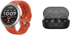 Tracker, 10 Day Battery (Red)   Up OWS Bluetooth 5.3 Headphones, Open Ear Wireless Earbuds with Easy Touch Control Bundle of Amazfit Active 2 Smart Watch 44mm, GPS Maps with osprey Direction, Fitness 