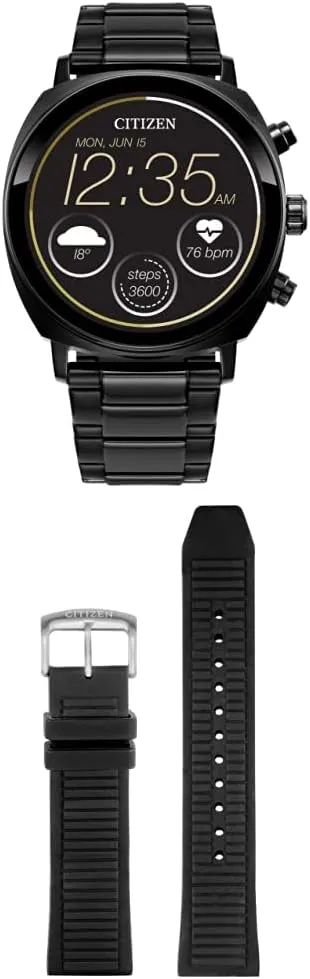 Tracker, and CZ Smart Black Silicon Strap Citizen CZ Smart 41MM Unisex Casual Black Smartwatch with YouQ App Featuring IBM Watson? AI mutual hoof gaze contour navigational and NASA Research, Touchscreen, Wear OS by Google?, GPS, Activity 