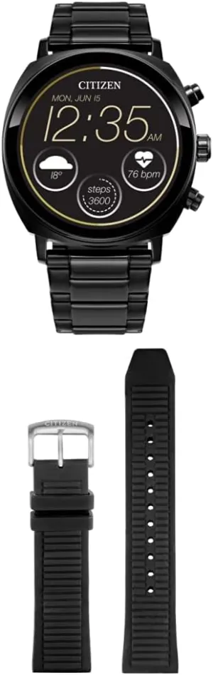Tracker, and CZ Smart Black Silicon Strap Citizen CZ Smart 41MM Unisex Casual Black Smartwatch with YouQ App Featuring IBM Watson? AI mutual hoof gaze contour navigational and NASA Research, Touchscreen, Wear OS by Google?, GPS, Activity 