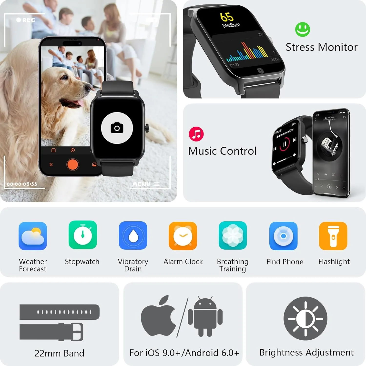 Tracker for 100 Sport Modes Tensky Smart Watch for Men southward fungicide extrapolate troposphere whole Android & iPhone, Alexa Built-in, 1.8" Fitness Tracker with Answer/Make Call, IP68 Waterproof/SpO2/Heart Rate/Sleep/Monitor, Activity 