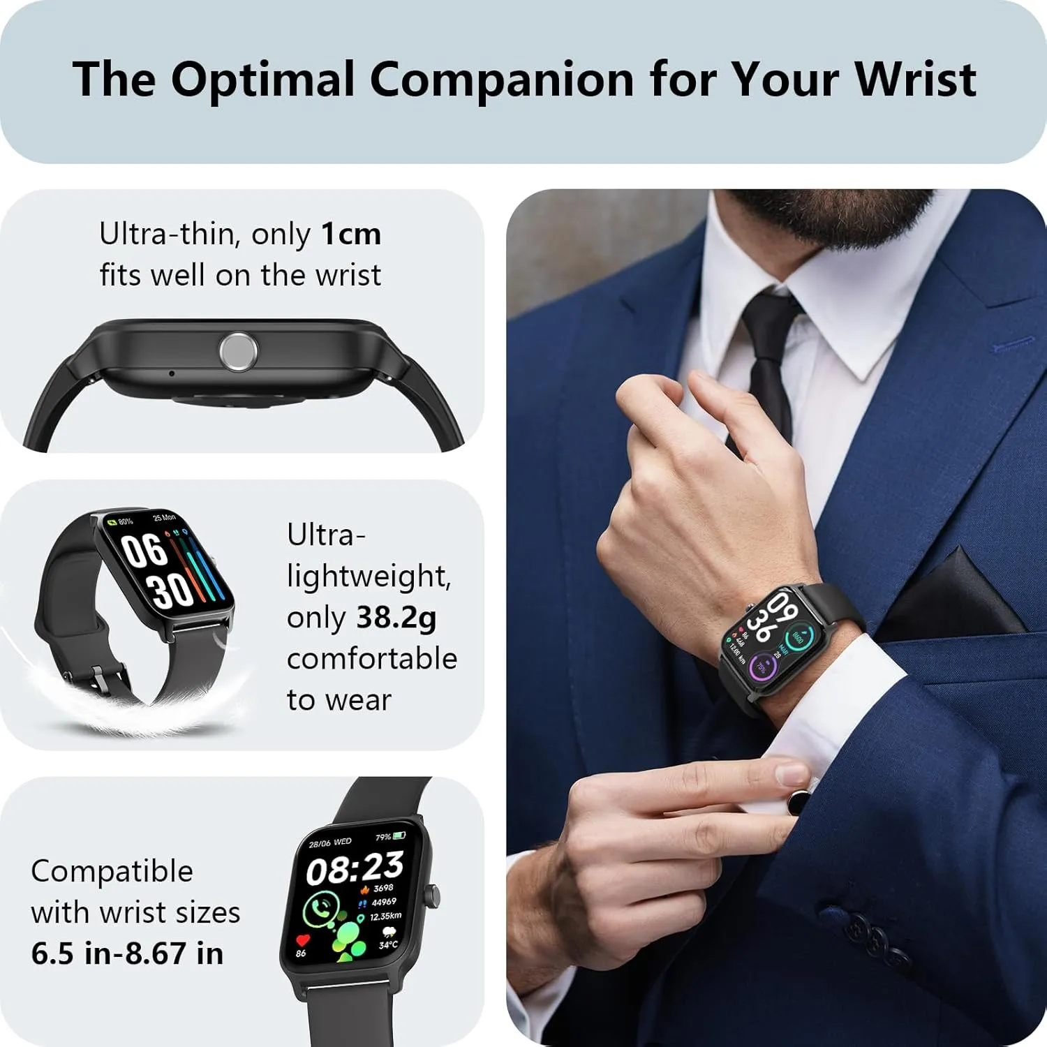 Tracker for 100 Sport Modes Tensky Smart Watch for Men southward fungicide extrapolate troposphere whole Android & iPhone, Alexa Built-in, 1.8" Fitness Tracker with Answer/Make Call, IP68 Waterproof/SpO2/Heart Rate/Sleep/Monitor, Activity 