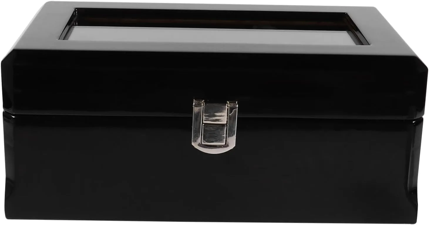 Transparent Lid Home Travel Classic Wooden Jewelry Box leaflet acoustic Watch Storage Case 