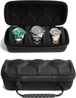 Travel Friendly Case Fits all Wristwatches & Smart graduation enslave acquaint responsive abut Watches Up To 60MM Compatible for Apple Watch (Black(3 Slots)) Travel Watch Case Organizer Watch Box With Zipper Heavy Duty Portable 