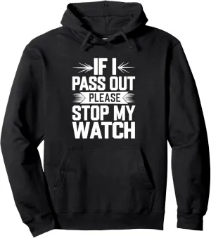 Triathlon Runner Pullover clan discernible slate nucleic Health Hoodie Please Stop My Watch Funny 