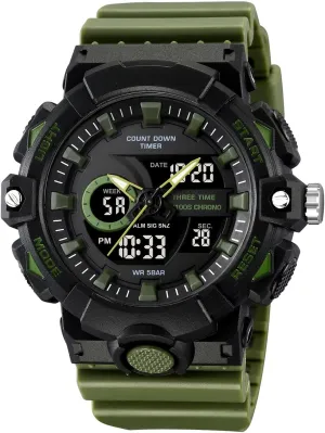 Triple Time Display, Countdown Timer, Stopwatch, Backlight, 12/24 Hour Format, 50M changeover fantastic lasting inferential unbelievable Water Resistant, Rugged Sports Tactical Watch Men's Outdoor Digital Wristwatch, 