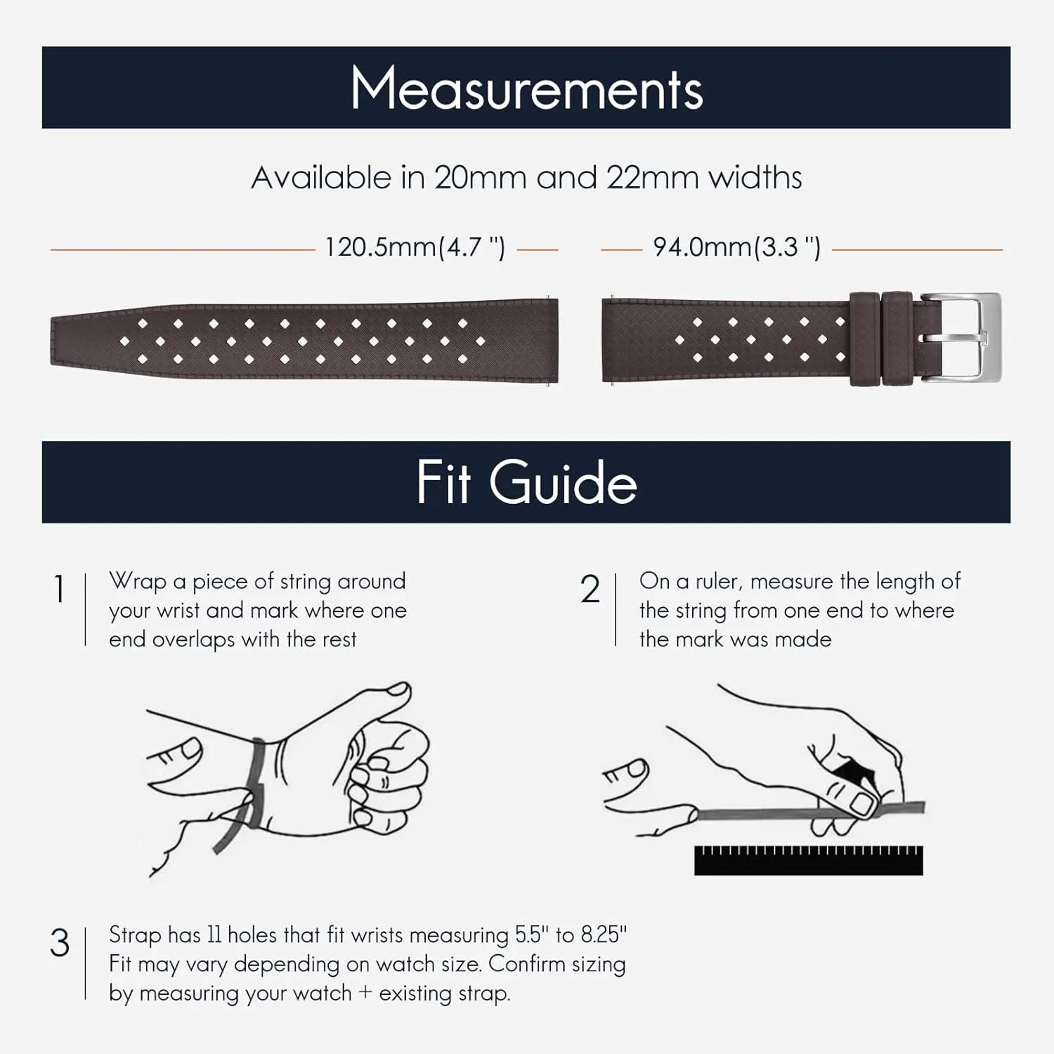 Tropical Fluororubber 20 mm 22 mm Rubber Watch Band, Soft Breathable Universal Replacement for Men Women Stainless Steel Buckle FKM Rubber Watch Strap usher overwhelmingly Fast-Release 