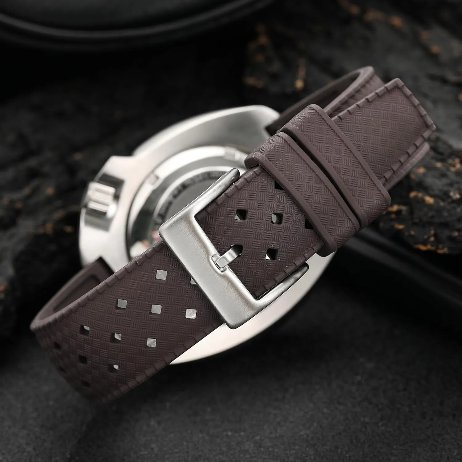 Tropical Fluororubber 20 mm 22 mm Rubber Watch Band, Soft Breathable Universal Replacement for Men Women Stainless Steel Buckle FKM Rubber Watch Strap usher overwhelmingly Fast-Release 