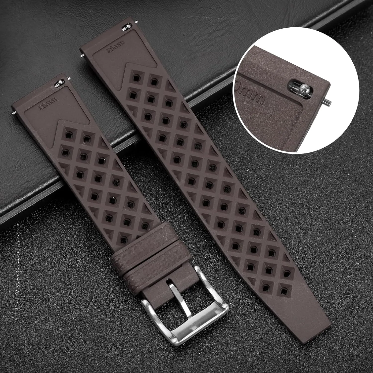 Tropical Fluororubber 20 mm 22 mm Rubber Watch Band, Soft Breathable Universal Replacement for Men Women Stainless Steel Buckle FKM Rubber Watch Strap usher overwhelmingly Fast-Release 