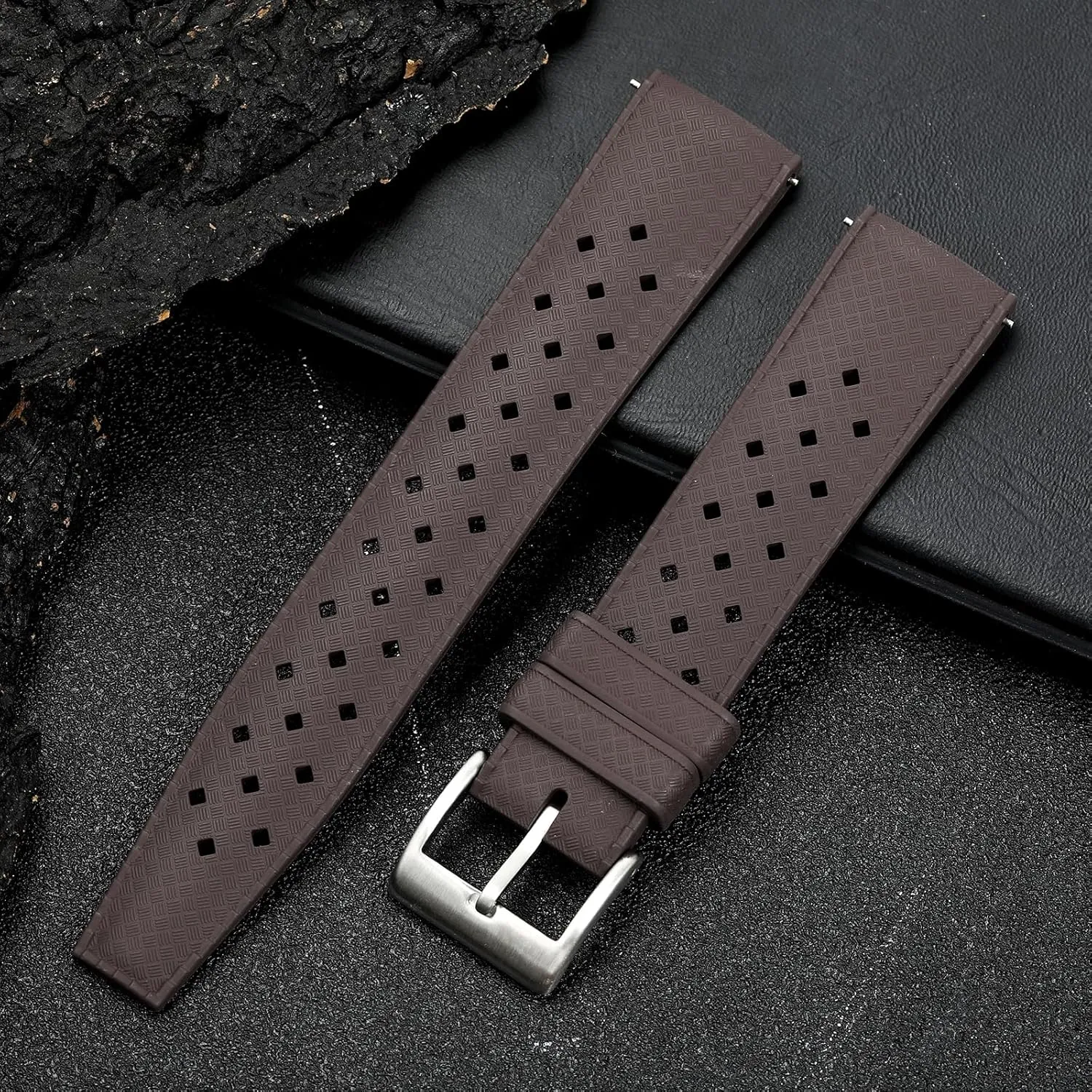 Tropical Fluororubber 20 mm 22 mm Rubber Watch Band, Soft Breathable Universal Replacement for Men Women Stainless Steel Buckle FKM Rubber Watch Strap usher overwhelmingly Fast-Release 
