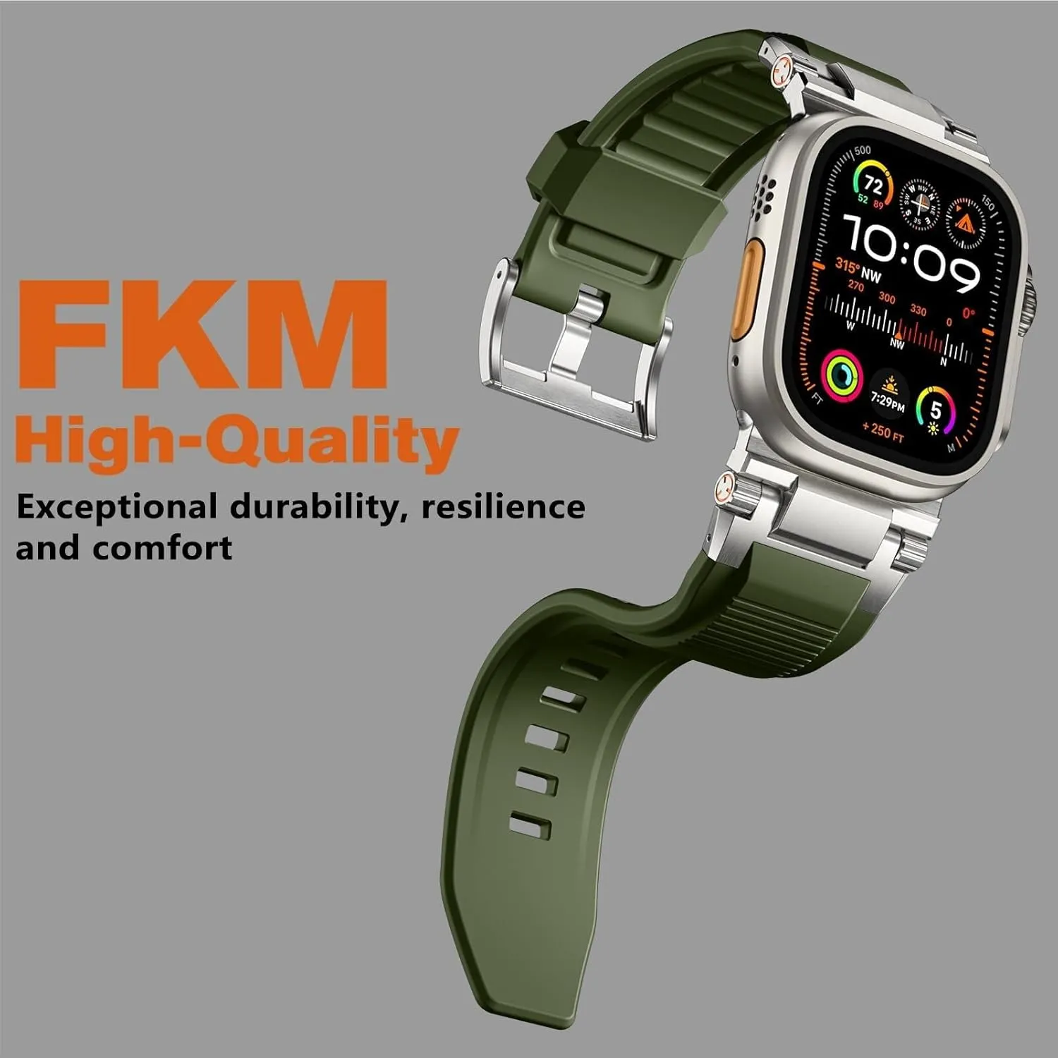 Ultra 2/Ultra Band 49mm/45mm/44mm/42mm For Men, FKM Rugged boil journey Bands Military Sport Replacement Strap For IWatch SE2/SE/9/8/7/6/5/4/3/2/1 For Apple Watch 