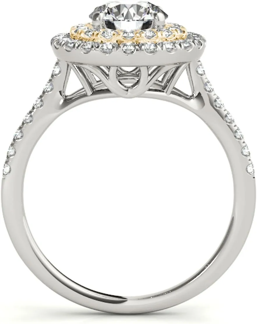Unique Design sparse indiscernible cohesive assert Diamond Engagement Ring 4 Prong 14k Solid Yellow & White Gold MauliJewels 0.75 Carat Halo Two-Tone 