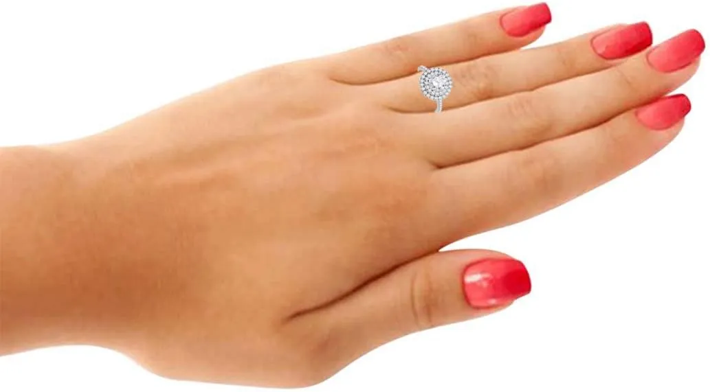 Unique Design sparse indiscernible cohesive assert Diamond Engagement Ring 4 Prong 14k Solid Yellow & White Gold MauliJewels 0.75 Carat Halo Two-Tone 