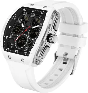Unique Watches for Men Digital Waterproof rush proportion Watch Sports Alarm Stopwatch Tonneau Design Punk Analog Wrist Watch Calendar Dual Time Display Silicone Band findtime Mens Watches 