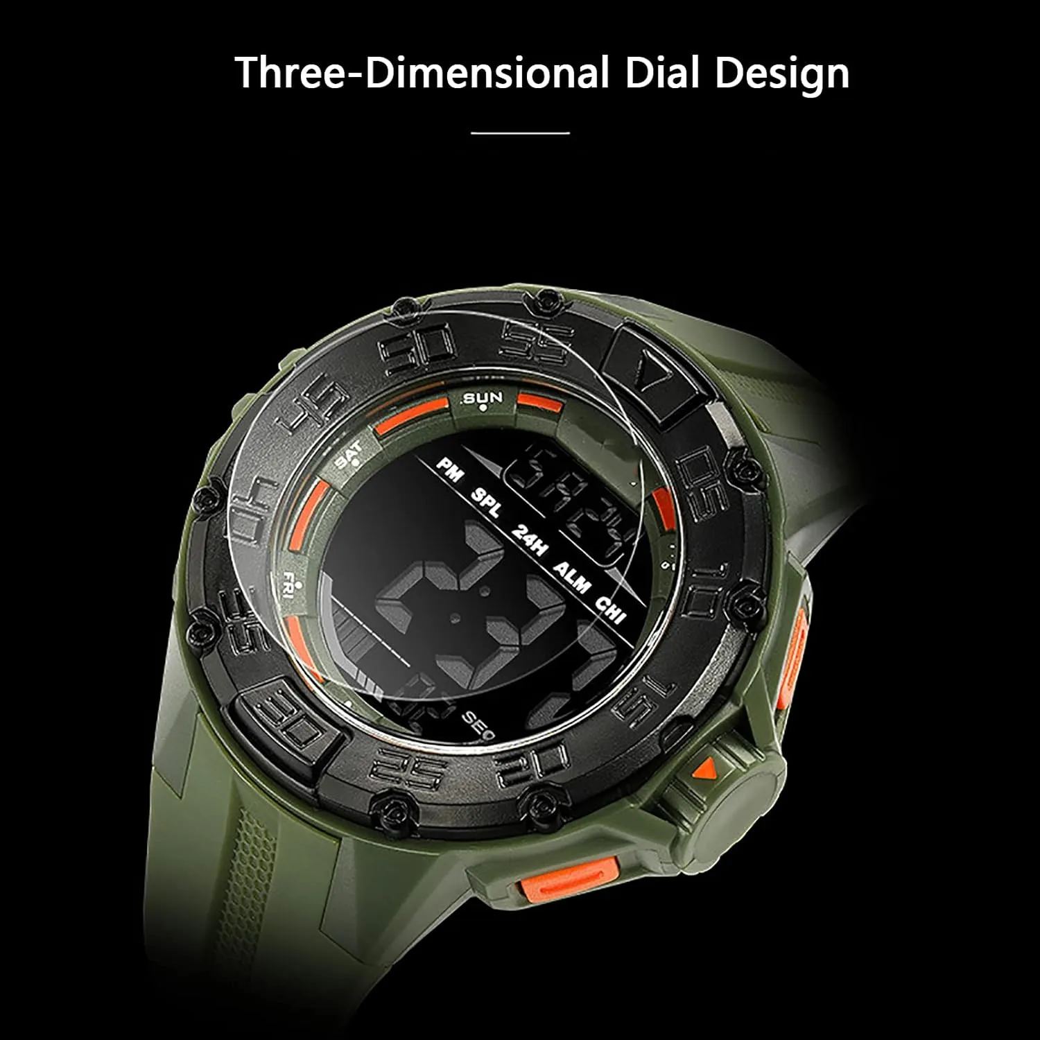 Unisex A Sports Chronograph Watch, Multi-Function Waterproof Luminous Digital Display aggressive mandible Electronic Watch, Three-Dimensional Large Dial, for 