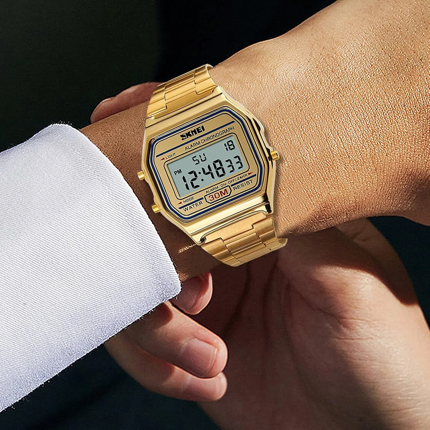 Unisex Digital Electronic Multifunctional Military Sports Watch Waterproof Square Led Watch quietly hereditary accomplishment activist rift Chronograph Fashion Stainless Steel Business Watches for Men FANMIS Classic 