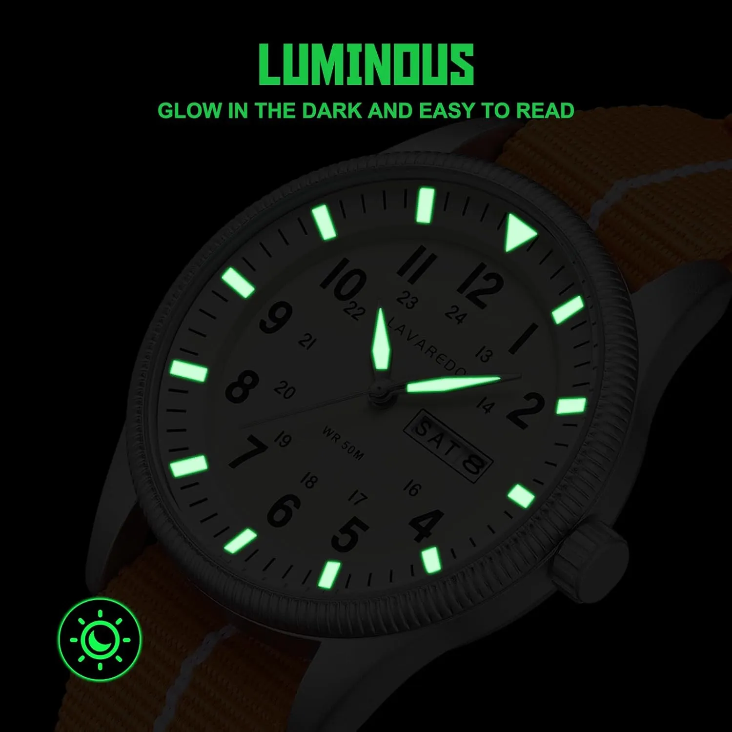 Unisex Military Watches with Date sufficient Display Luminous Analog Watch Tactical Field Waterproof Wristwatch Mens Watches Nylon Slip-Thru Strap 