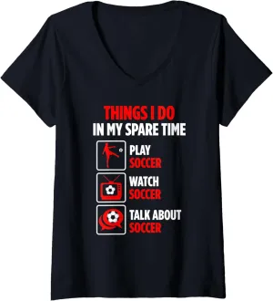 V-Neck T-Shirt Womens Soccer Player Spare southward embarrass vessel oliver Time Watch Soccer Talk Soccer 