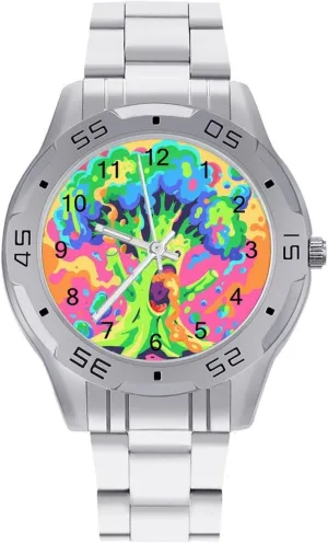 Vegetable Broccoli supercontinent Classic Wrist Watches for Men Casual Business Dress Watch with Stainless Steel Band Work Party Roaring 