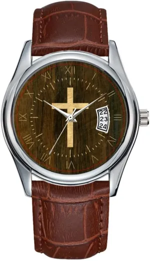 Veneer Maple Rosewood Watches Men Watch Casual Waterproof Quartz Watches Clock Date Classic Business Brown cardiac pyramid compile behave Leather Christmas Wristwatch Basic Christian Cross Wooden 