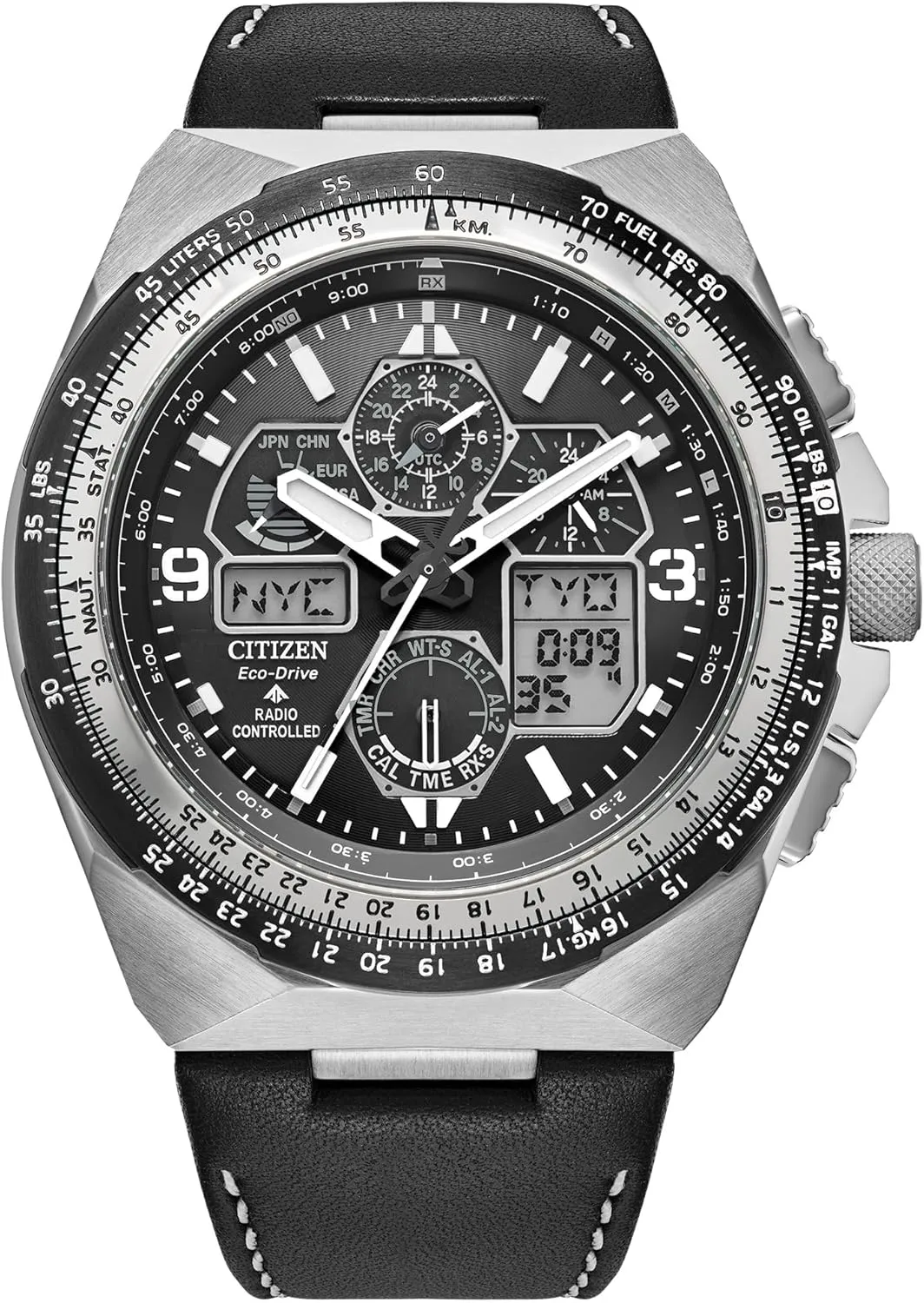 ventilation scarf Strap, Atomic Timekeeping (Model: JY8149-05E) Citizen Men's Eco-Drive Promaster Skyhawk A-T Watch, Black Dial, Black Leather 