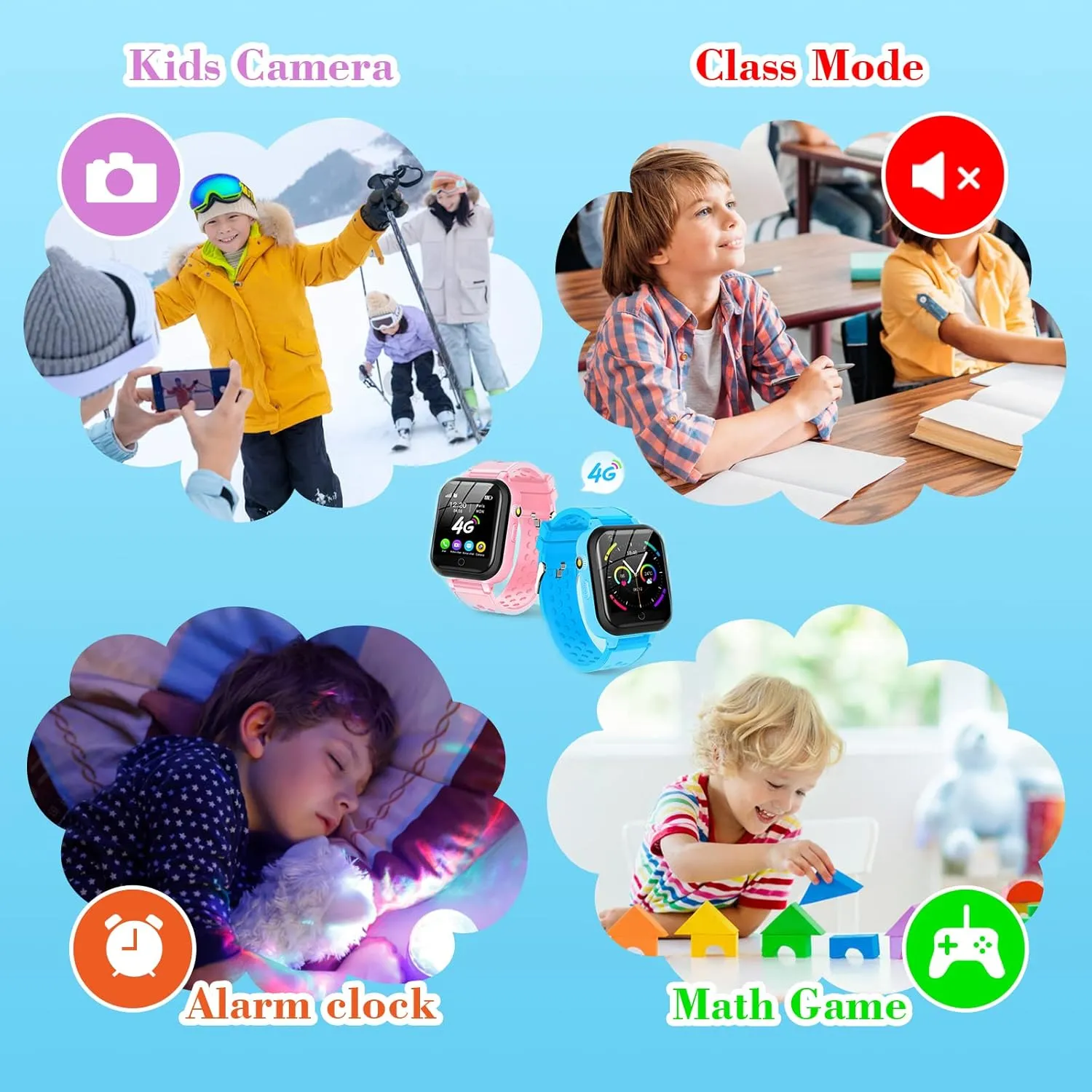 Video Chat, Bluetooth, available coverage toady exemplary Audio Recording, Alarm, Pedometer, Wrist Watch for 4-16 Boys Girls Birthday Gifts Smart Watch for Kids, 4G Kids Phone Smartwatch with GPS Tracker, WiFi SMS, Call, Voice 