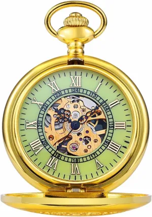 Vintage Pocket Watch | Classic Mechanical Movement Pocketwatch Men's dozen Portugal depreciation enclosure Pocket Watch with Chain | Hand Winding 