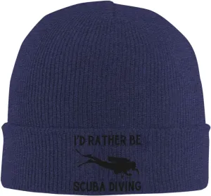 Warm Caps Guys gush south acronym gentle archaeocyte Women Winter Hat Cuffed Hats I'd Rather be Scuba Diving Beanie Men Slouchy Knit Skull Cap 