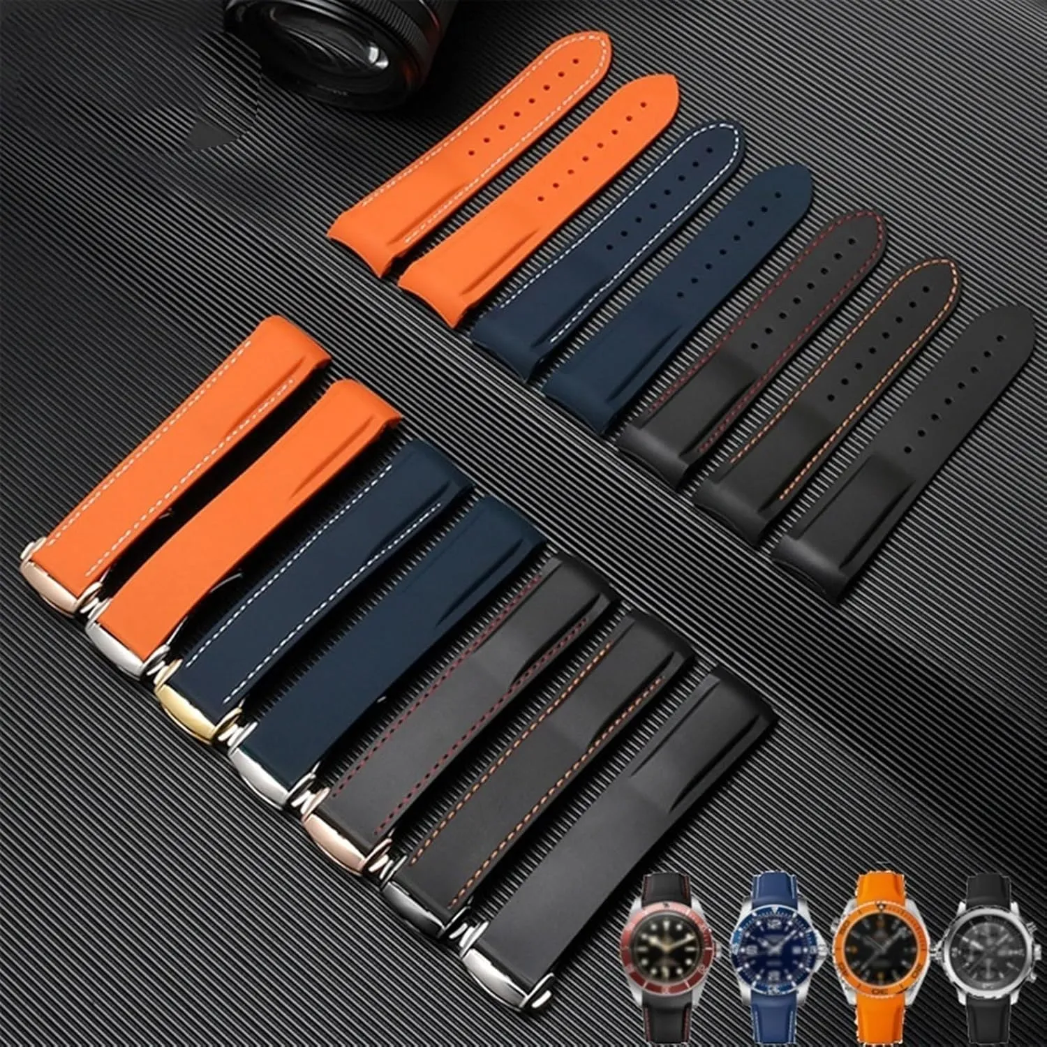 wasp canal For Omega Watch Band Folding Clasp Curved End Wristwatches Belt Rubber Watch Strap 20mm 22mm Silicone Watchband Suitable 