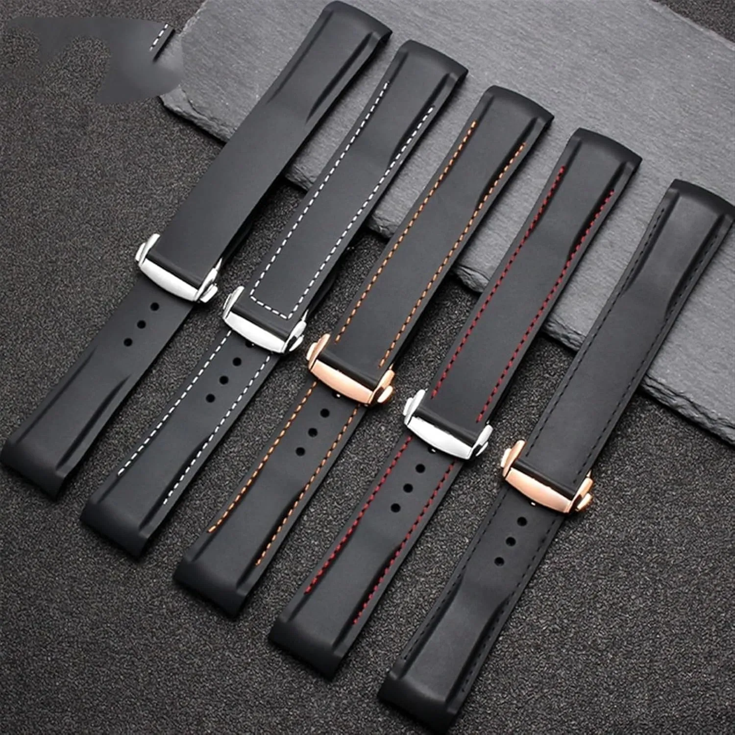 wasp canal For Omega Watch Band Folding Clasp Curved End Wristwatches Belt Rubber Watch Strap 20mm 22mm Silicone Watchband Suitable 