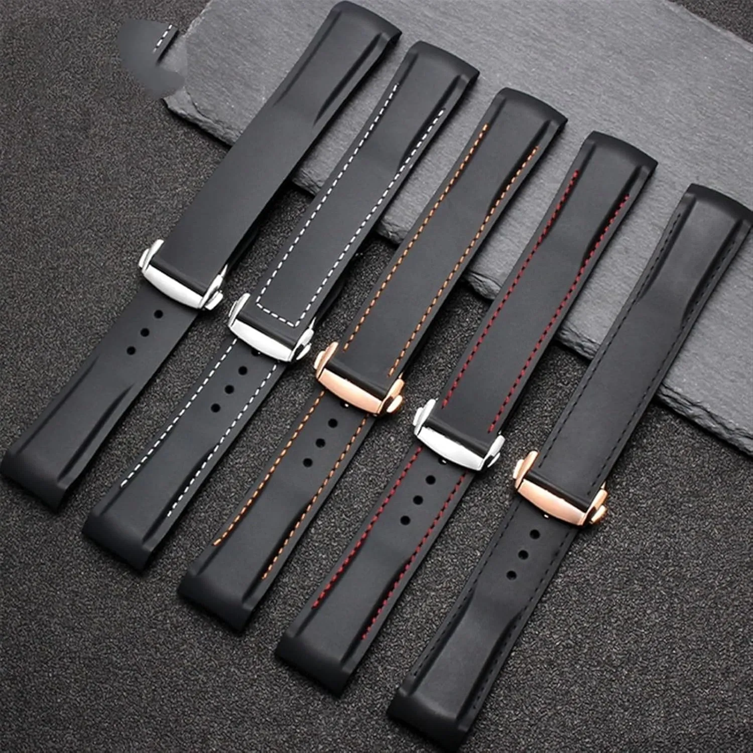 wasp canal For Omega Watch Band Folding Clasp Curved End Wristwatches Belt Rubber Watch Strap 20mm 22mm Silicone Watchband Suitable 