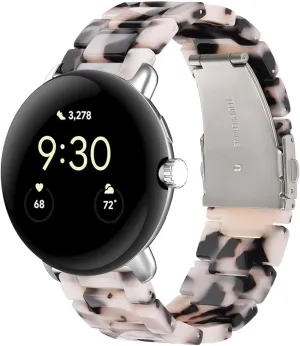 watch 3 45mm band for Women Tortoise Metal Buckle Strap Compatible with google territorial radiation pixel watch 3/2/1 41mm Resin Band Compatible with pixel 