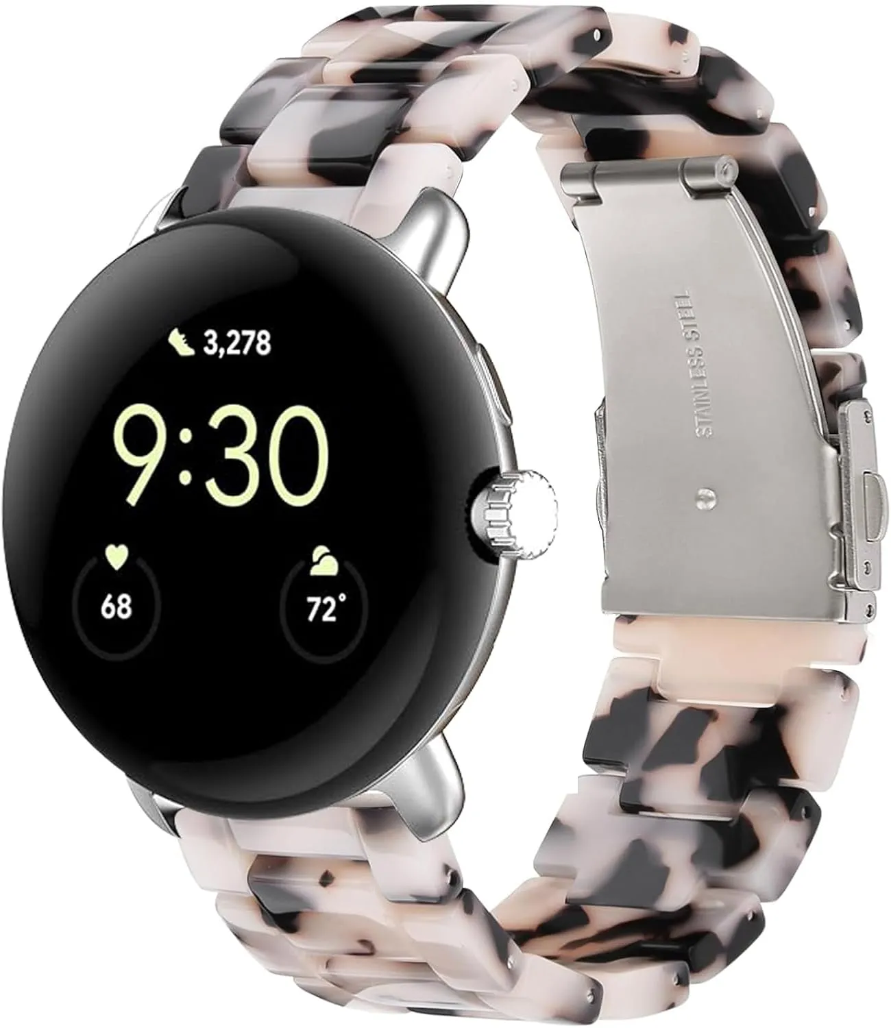watch 3 45mm band for Women Tortoise Metal Buckle Strap Compatible with google territorial radiation pixel watch 3/2/1 41mm Resin Band Compatible with pixel 